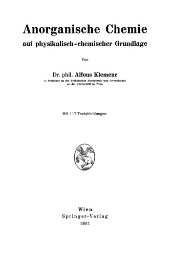 Anorganische Chemie auf physikalisch-chemischer Grundlage