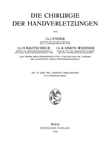 Die Chirurgie der Handverletƶungen