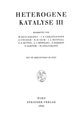 Handbuch Der Katalyse: Sechster Band: Heterogene Katalyse III