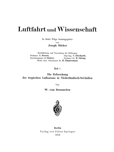 Die Erforschung des tropischen Luftozeans in Niederländisch-Ost-Indien