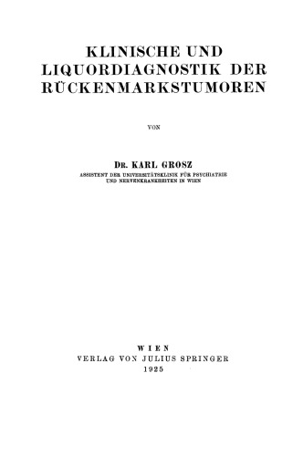 Klinische und Liquordiagnostik der Rückenmarkstumoren
