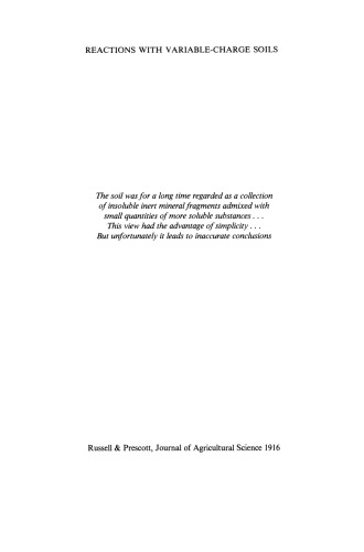 Reactions with Variable-Charge Soils