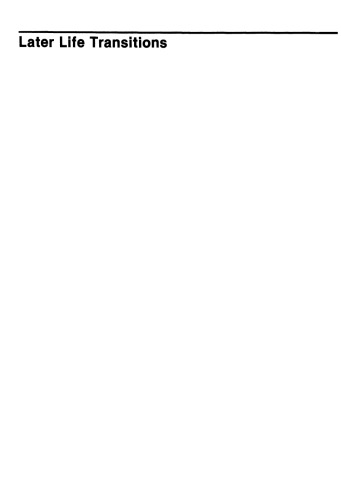 Later Life Transitions: Older Males in Rural America