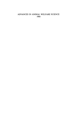 Advances in Animal Welfare Science 1984