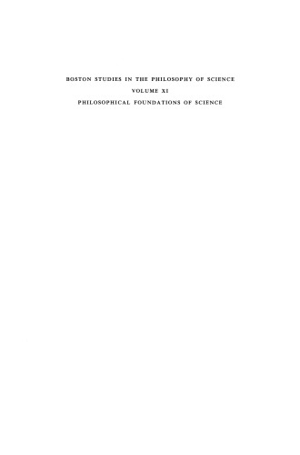 Philosophical Foundations of Science: Proceedings of Section L, 1969, American Association for the Advancement of Science