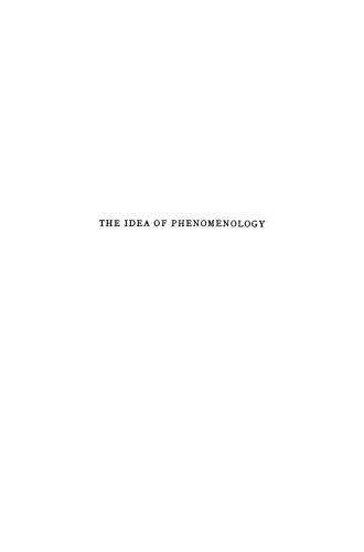 The Idea of Phenomenology
