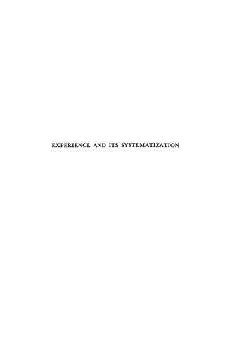 Experience and its Systematization: Studies in Kant