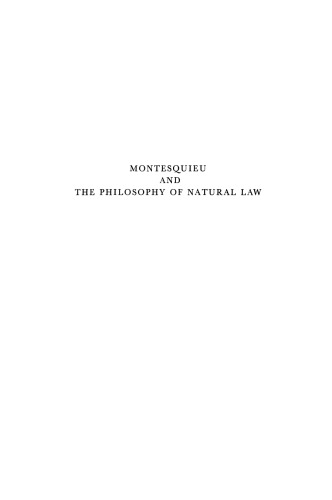 Montesquieu and the Philosophy of Natural Law