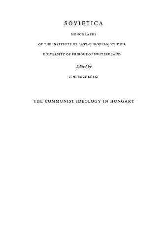 The Communist Ideology in Hungary: Handbook for Basic Research
