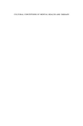 Cultural Conceptions of Mental Health and Therapy