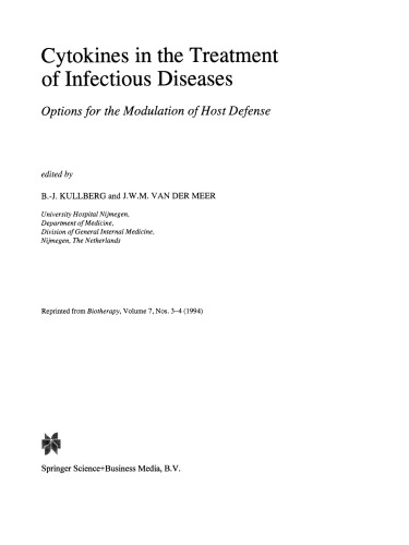 Cytokines in the Treatment of Infectious Diseases: Options for the Modulation of Host Defense