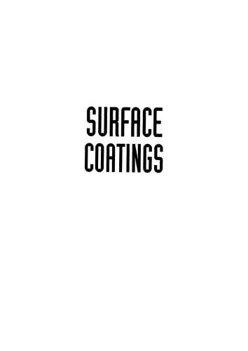 Surface Coatings: Volume 1 Raw Materials and Their Usage