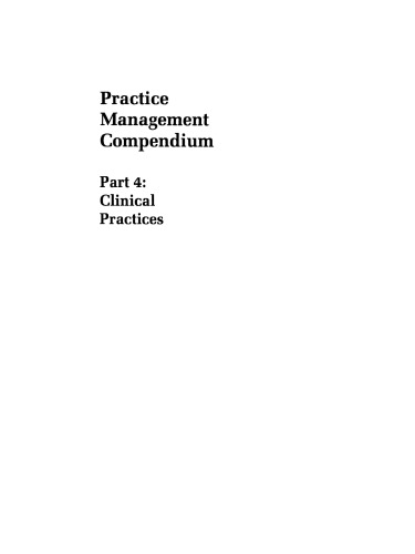 Practice Management Compendium: Part 4: Clinical Practices