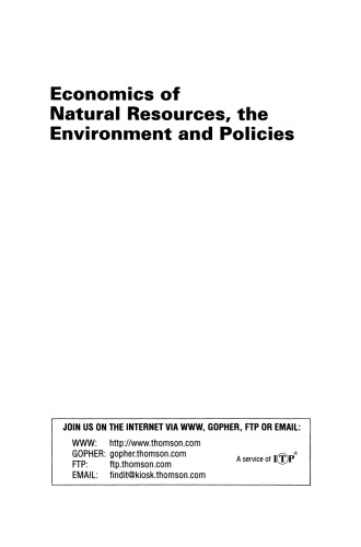 Economics of Natural Resources, the Environment and Policies