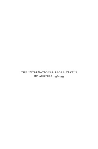 The International Legal Status of Austria 1938–1955
