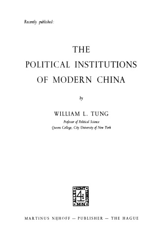 The Political Institutions of Modern China