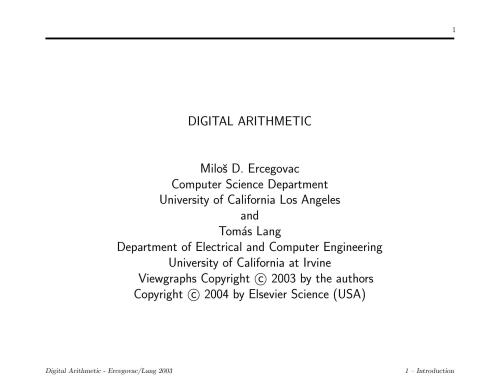 Digital Arithmetic slides