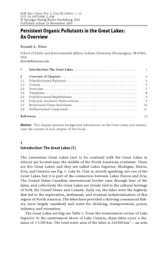 Persistent Organic Pollutants in the Great Lakes