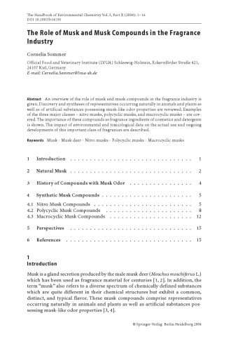 Series Anthropogenic Compounds: Synthetic Musk Fragances in the Environment