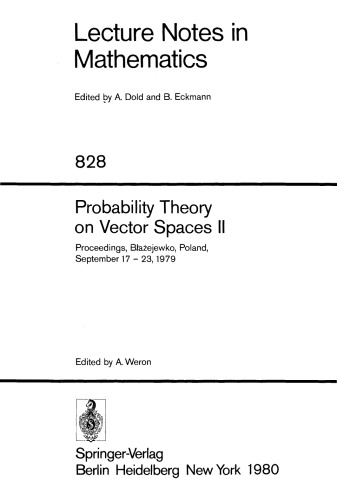 Probability Theory on Vector Spaces II: Proceedings, Błażejewko, Poland, September 17 – 23, 1979