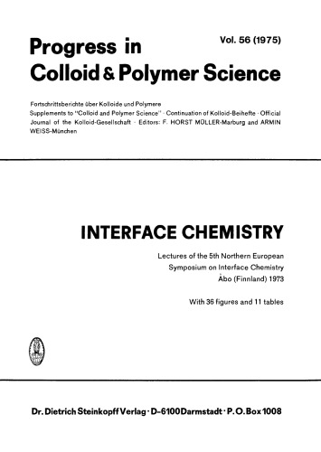 Interface Chemistry: Lectures of the 5th Northern European Symposium on Interface Chemistry Abo (Finnland) 1973