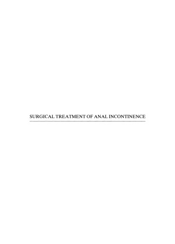 Surgical Treatment of Anal Incontinence