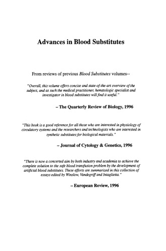 Advances in Blood Substitutes: Industrial Opportunities and Medical Challenges
