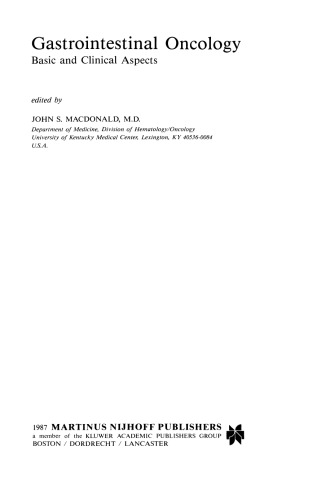 Gastrointestinal Oncology: Basic and Clinical Aspects