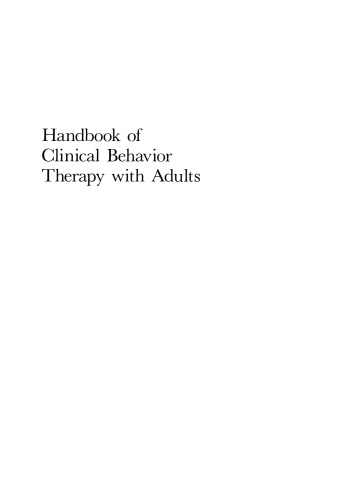 Handbook of Clinical Behavior Therapy with Adults