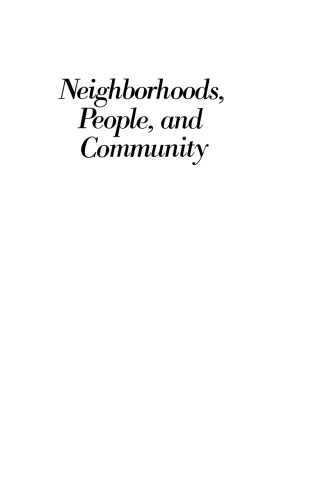 Neighborhoods, People, and Community