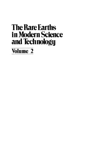 The Rare Earths in Modern Science and Technology: Volume 2