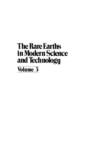The Rare Earths in Modern Science and Technology: Volume 3