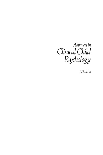 Advances in Clinical Child Psychology
