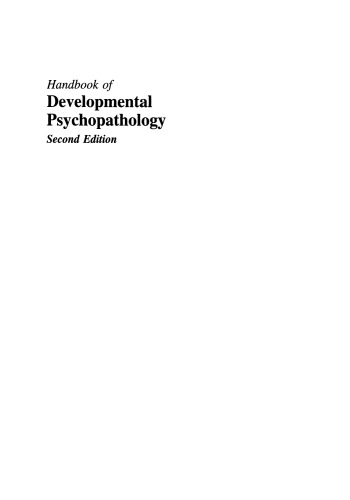 Handbook of Developmental Psychopathology