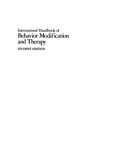 International Handbook of Behavior Modification and Therapy