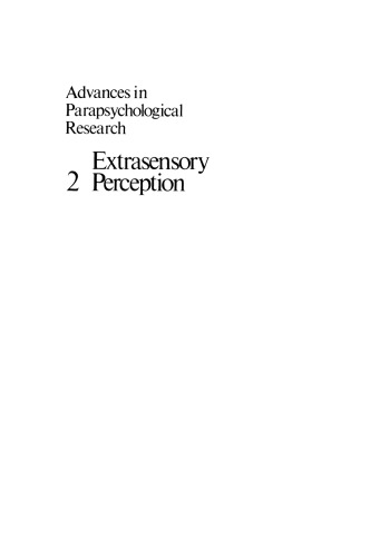 Advances in Parapsychological Research: Volume 2: Extrasensory Perception