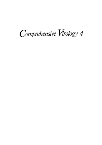 Comprehensive Virology: 4 Reproduction: Large RNA Viruses