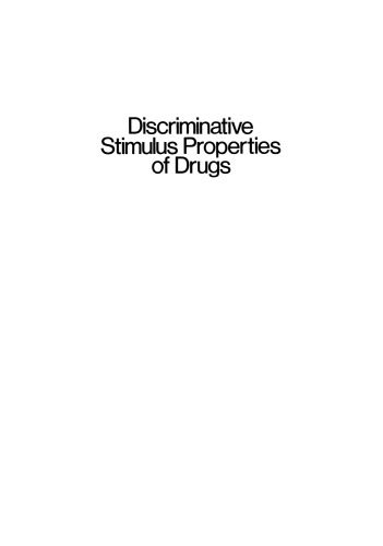 Discriminative Stimulus Properties of Drugs
