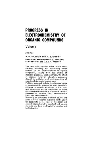 Progress in Electrochemistry of Organic Compounds 1