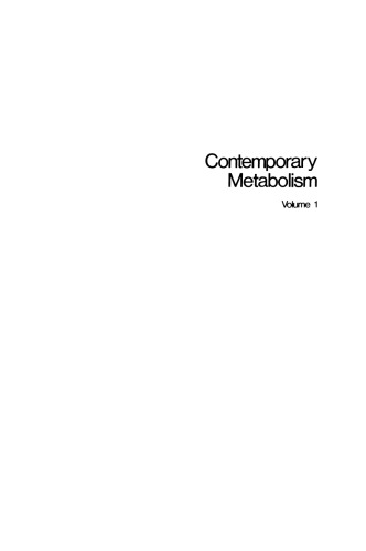 Contemporary Metabolism: Volume 1