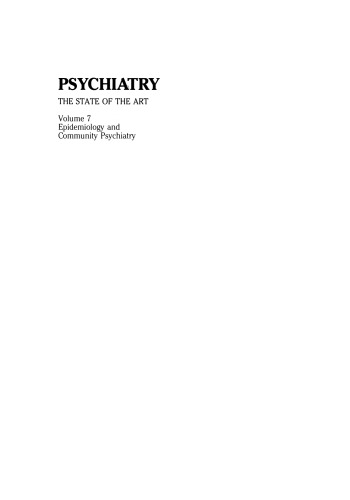 Epidemiology and Community Psychiatry