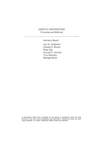 Genetic Engineering: Principles and Methods Volume 9