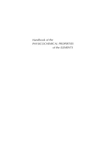 Handbook of the Physicochemical Properties of the Elements