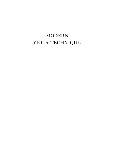 Modern Viola Technique