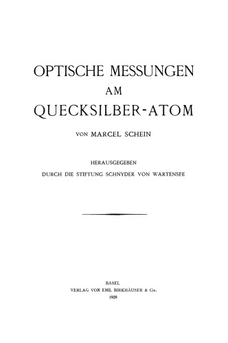 Optische Messungen am Quecksilber-Atom