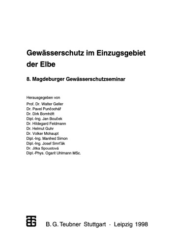 Gewässerschutz im Einzugsgebiet der Elbe: 8. Magdeburger Gewässerschutzseminar