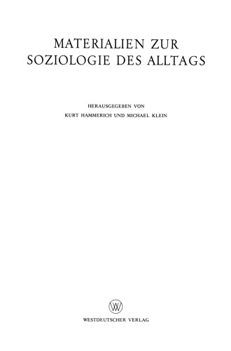 Materialien zur Soziologie des Alltags