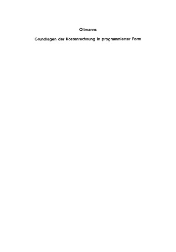 Grundlagen der Kostenrechnung in programmierter Form