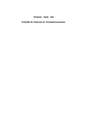 Rechtsfälle für Studierende der Wirtschaftswissenschaften