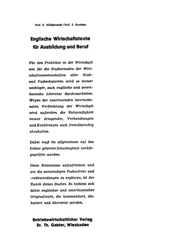 Englische Wirtschaftstexte für Ausbildung und Beruf: mit Erläuterungen und Übersetzungen